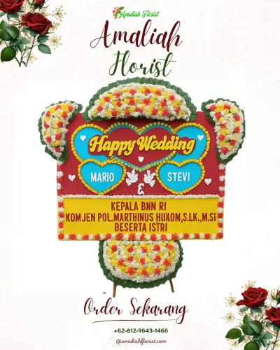 Karangan Papan Bunga Pernikahan di Sendangsari